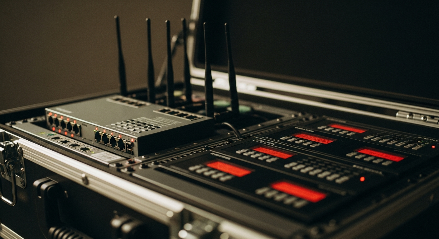 skrzynka ze sprzętem do streamingu